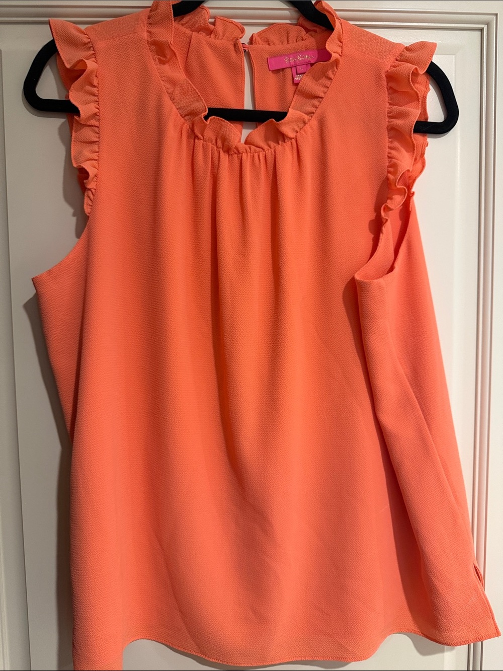 Lilly Womens Coral Ruffle Sleeve Shell Top